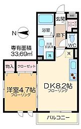 アルファ　エル 2階1LDKの間取り