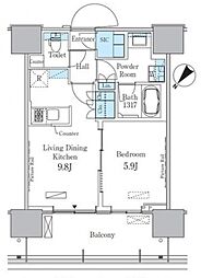 HARUMIFLAGPORTVILLAGEC棟 1LDKの間取図画像