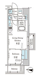 パークアクシス木場キャナルウエスト 1LDKの間取図画像