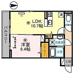 カーサビアンカ 1LDKの間取図画像