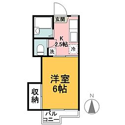 ホワイトアピア 1Kの間取図画像