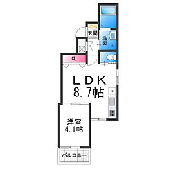 デスポワール浅香山 1LDKの間取図画像