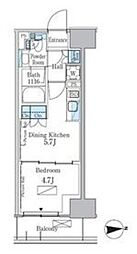 パークアクシス新宿百人町 2階1DKの間取り