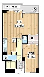 ボナールもえぎ野 1LDKの間取図画像