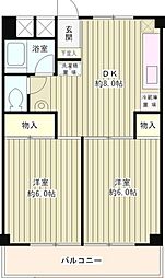 東京メトロ丸ノ内線 東高円寺駅 徒歩7分の賃貸マンション 2階2DKの間取り