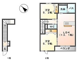 サン・モール松江 2LDKの間取図画像