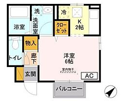 プレジオ樹 1Kの間取図画像
