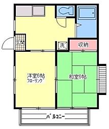 大塚ハイツA 2DKの間取図画像