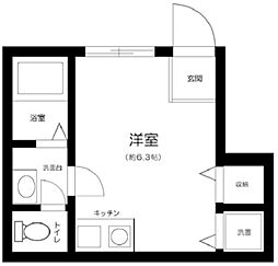 西武新宿線 武蔵関駅 徒歩3分の賃貸アパート 1階ワンルームの間取り