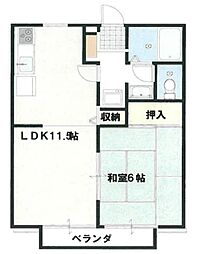 コートナカミチC 1階1LDKの間取り
