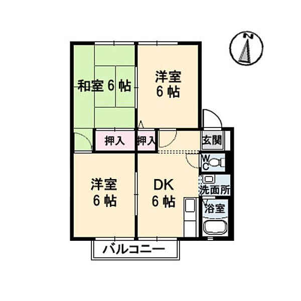 グリーンヒルズ泉川　Ｄ棟 D0203｜香川県高松市松縄町(賃貸アパート3DK・2階・52.84㎡)の写真 その2