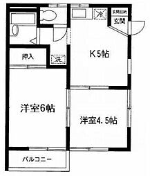 デザートローズ 2階2Kの間取り