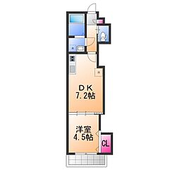 TKアンバーコート浜寺 3階1DKの間取り
