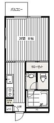 八王子ビューハイツ 1階1Kの間取り