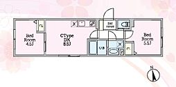 エルファーロ目黒III 2DKの間取図画像
