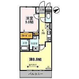 アンクレージュ 2Kの間取図画像