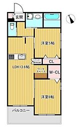 Ｌｕｍｉｅｒｅ ｄｅ ｓｏｌｅｉｌ 1階2LDKの間取り