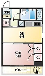 ヴィラカトレア 4階1DKの間取り