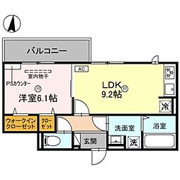 GRAMM京都紫竹　A棟 3階1LDKの間取り