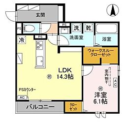 スペチアーレ平野西 1LDKの間取図画像