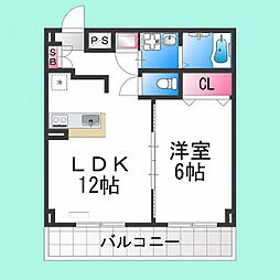 シティーコート熊野町 1LDKの間取図画像