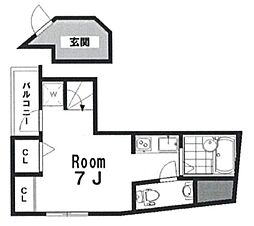ガーデンズ代々木上原 ワンルームの間取図画像