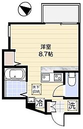 サンシエ祐天寺 ワンルームの間取図画像