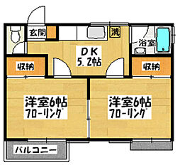 しらゆり荘 2DKの間取図画像