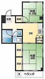 プレジール葛飾宝町 2DKの間取図画像