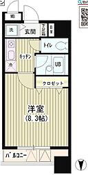 アクアコート 4階1Kの間取り