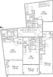 東京メトロ丸ノ内線 方南町駅 徒歩10分の賃貸マンション 3階ワンルームの間取り
