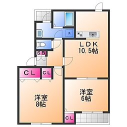 ファミール泉南1番館 2LDKの間取図画像