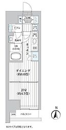 ライオンズフォーシア清澄白河 2階1DKの間取り