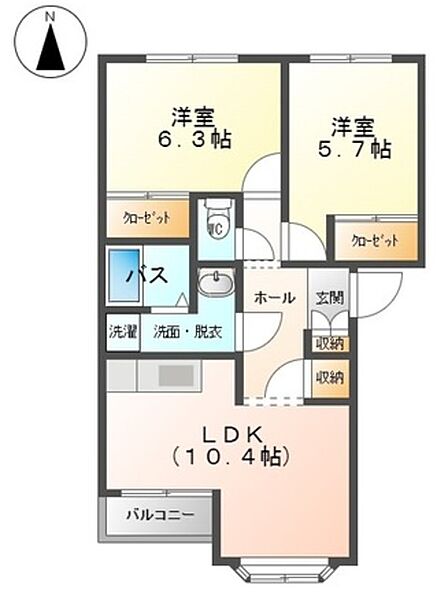 静岡県富士市中柏原新田(賃貸アパート2LDK・2階・51.15㎡)の写真 その2