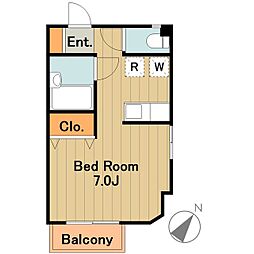 多摩都市モノレール 大塚・帝京大学駅 徒歩5分の賃貸マンション 1階1Kの間取り