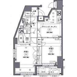クレイシア戸越公園 2DKの間取図画像