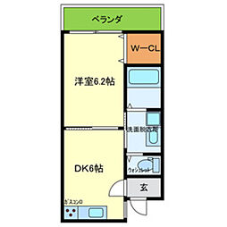 Osaka Metro千日前線 小路駅 徒歩5分の賃貸アパート 2階1DKの間取り
