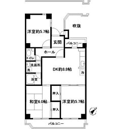 H・M・Cあざみ野あざみのリッセ 3DKの間取図画像