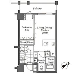 オーパスレジデンス恵比寿 2階1LDKの間取り