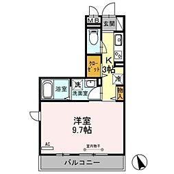 ロイヤルヒル三郷 1Kの間取図画像