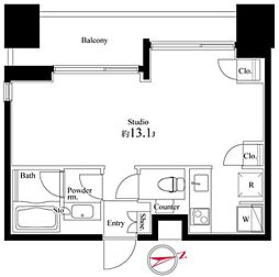 スクエアガーデン池袋 1Kの間取図画像
