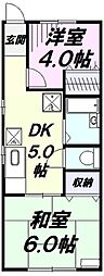 ＲＪフラット 1階2DKの間取り