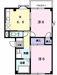 ブルースカイ・2 2Kの間取図画像
