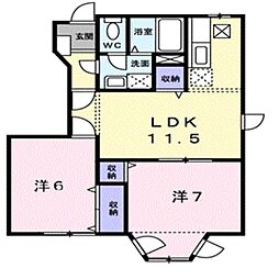 ハイム万々 2LDKの間取図画像