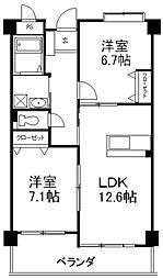 第5元木ビル 2LDKの間取図画像