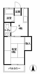 メゾン安 1Kの間取図画像