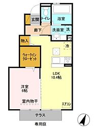 エーデルハイムE 1LDKの間取図画像