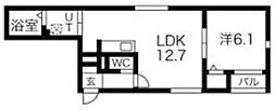 プリムローズ美原 1LDKの間取図画像