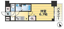 プレサンスハーバーランドアンド・シー 1Kの間取図画像