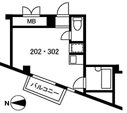 アーク曳舟 2階ワンルームの間取り